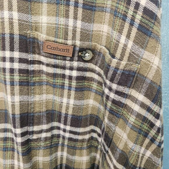 Carhartt Brown Plaid Flannel Shirt Mens Size 3XL Pockets - Picture 3 of 6